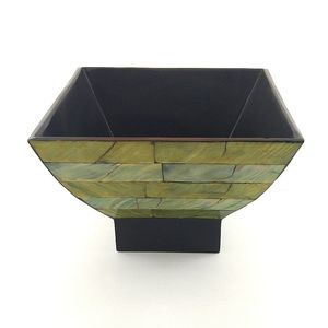 Green and blue Vintage shell lacquered square bowl.